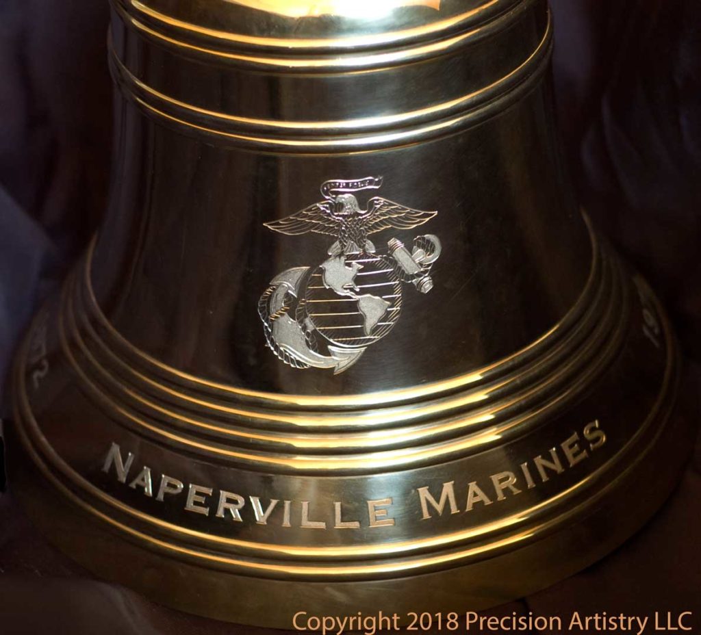 Napervile Marine Corps Bell engraved by Tira Mitchell